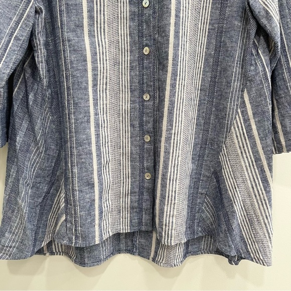 Soft Surroundings Striped Button Down Tunic Top Linen Cotton Blend Size Large - Picture 7 of 9